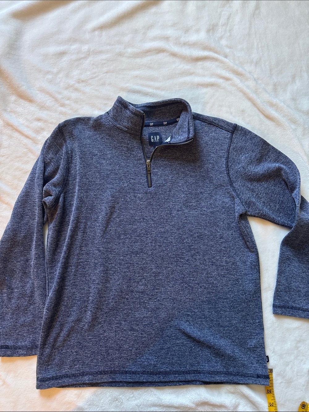 GAP Men's Navy Heather Zip-Up Mock Neck Sweater